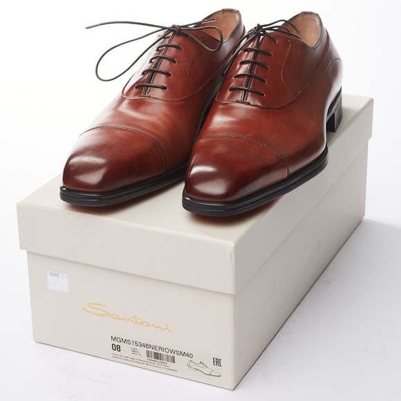 🆕️ NWT Santoni Brown Cap-toe Oxford Sz 8UK/9US - Picture 5 of 8